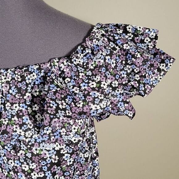 Michael Kors Purple Floral Off-Shoulder Top Sz S - Picture 5 of 11
